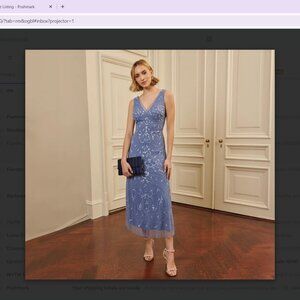 Hand-Beaded Ankle-Length Dress In French Blue Size 8